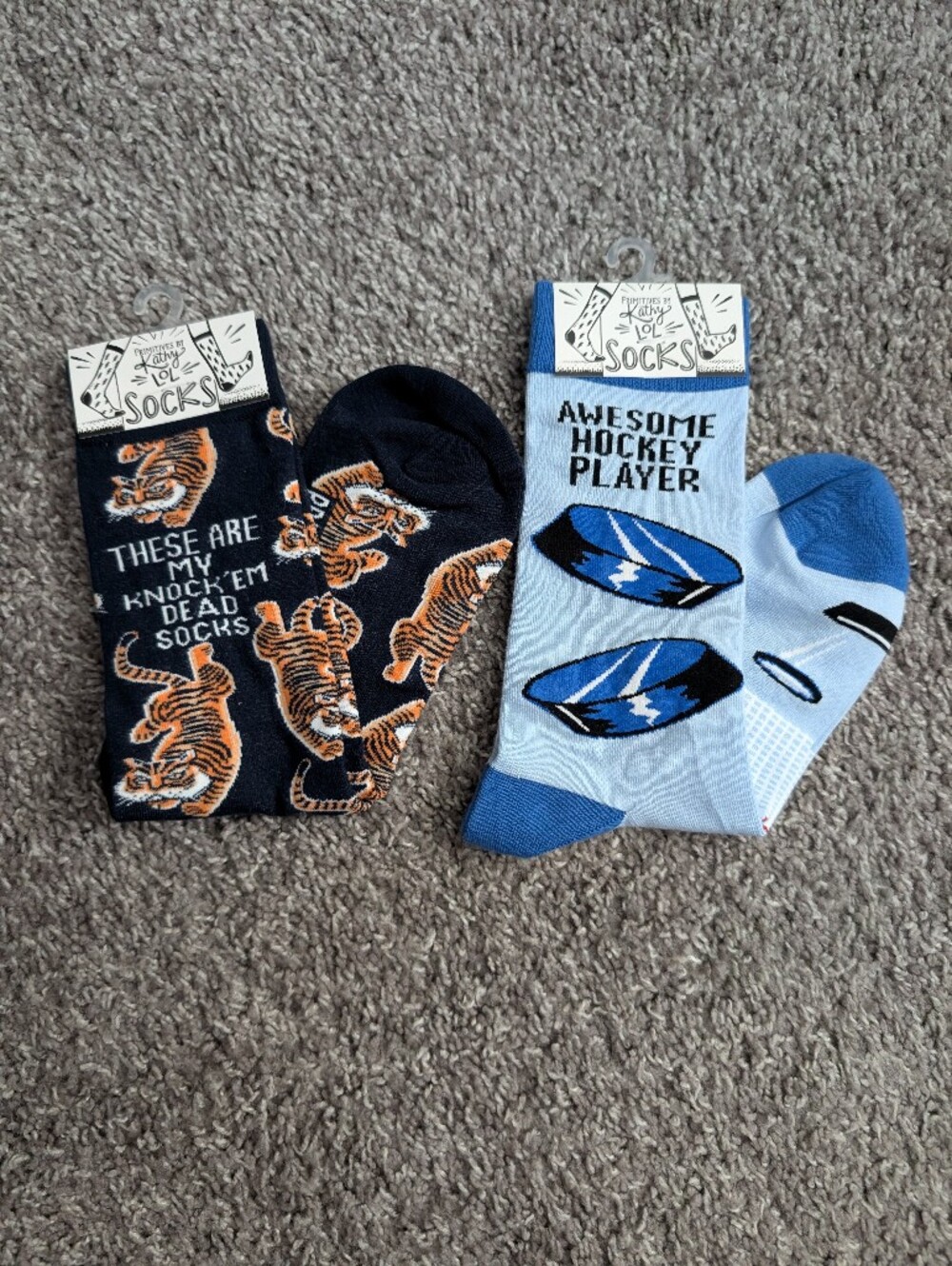 Primitives by Kathy Men's Novelty Crew Socks - Black & Light Blue